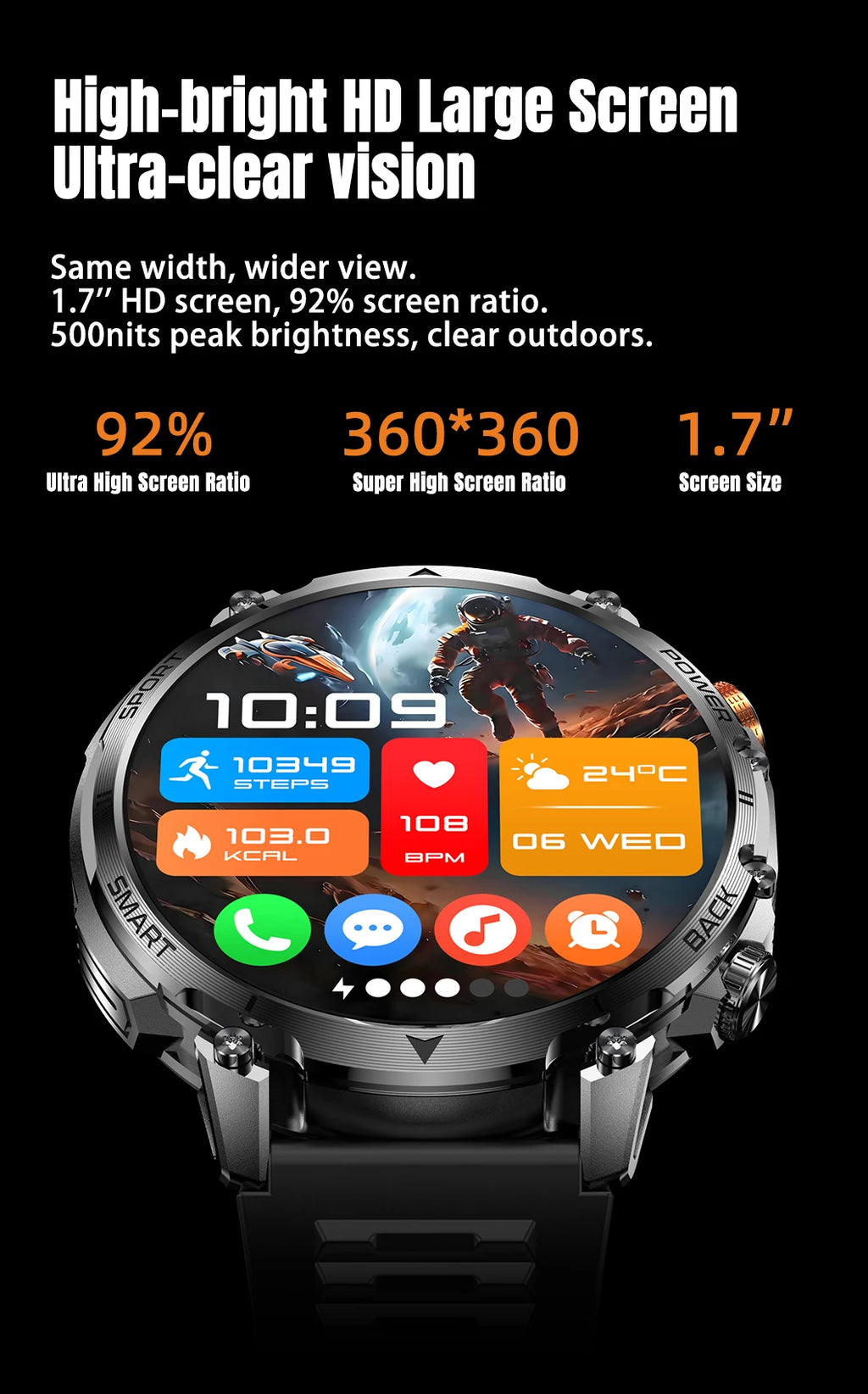 New outdoor GPS path 1.46"100+sport Bluetooth calling Smart Watch IP68 Waterproof Sports Run tracker Outdoors Compass Smartwatch