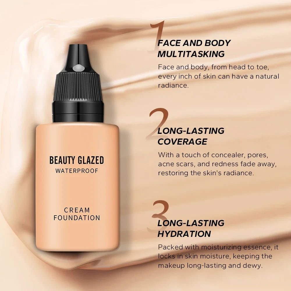 Tidesmit Beauty Glazed 24 Hour HD full cover matte liquid foundation texture close-up for waterproof face makeup