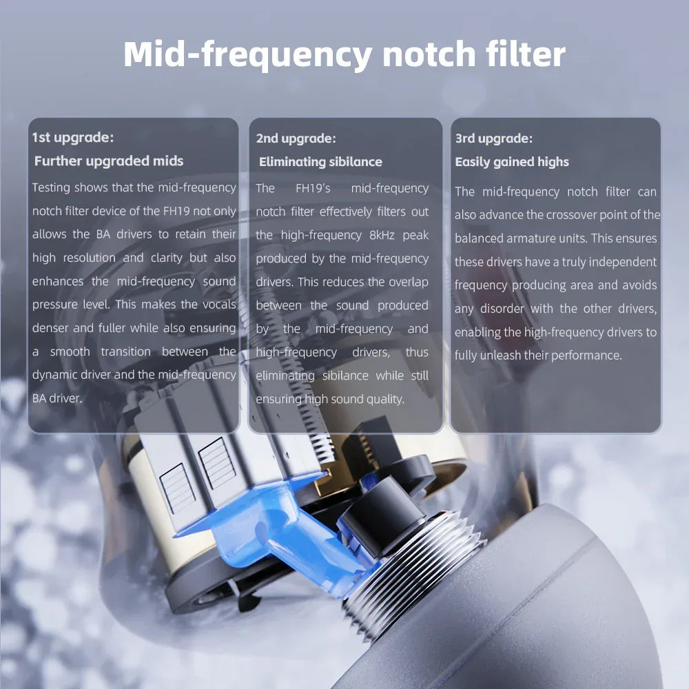 FiiO FH19 In-Ear Monitors 2DD+6BA Hybrid Audiophile Earphones by Tidesmit Tidesmit