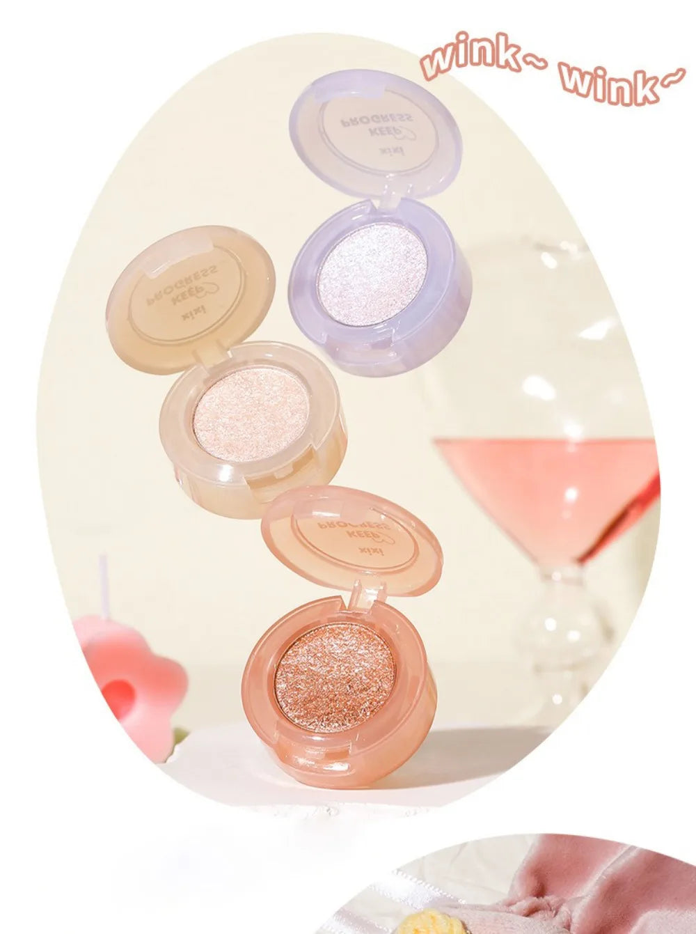 Tidesmit monochrome glitter eyeshadow and shimmering face highlighter swatch showing waterproof diamond texture