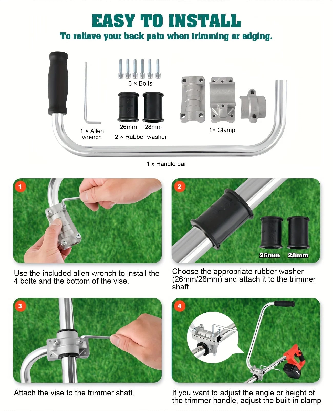 Trimmer Grip String Trimmers Handle With Bracket Clamp Trimmer Handle For Landscaping Edging Lawn Yard Trimming Garden tools