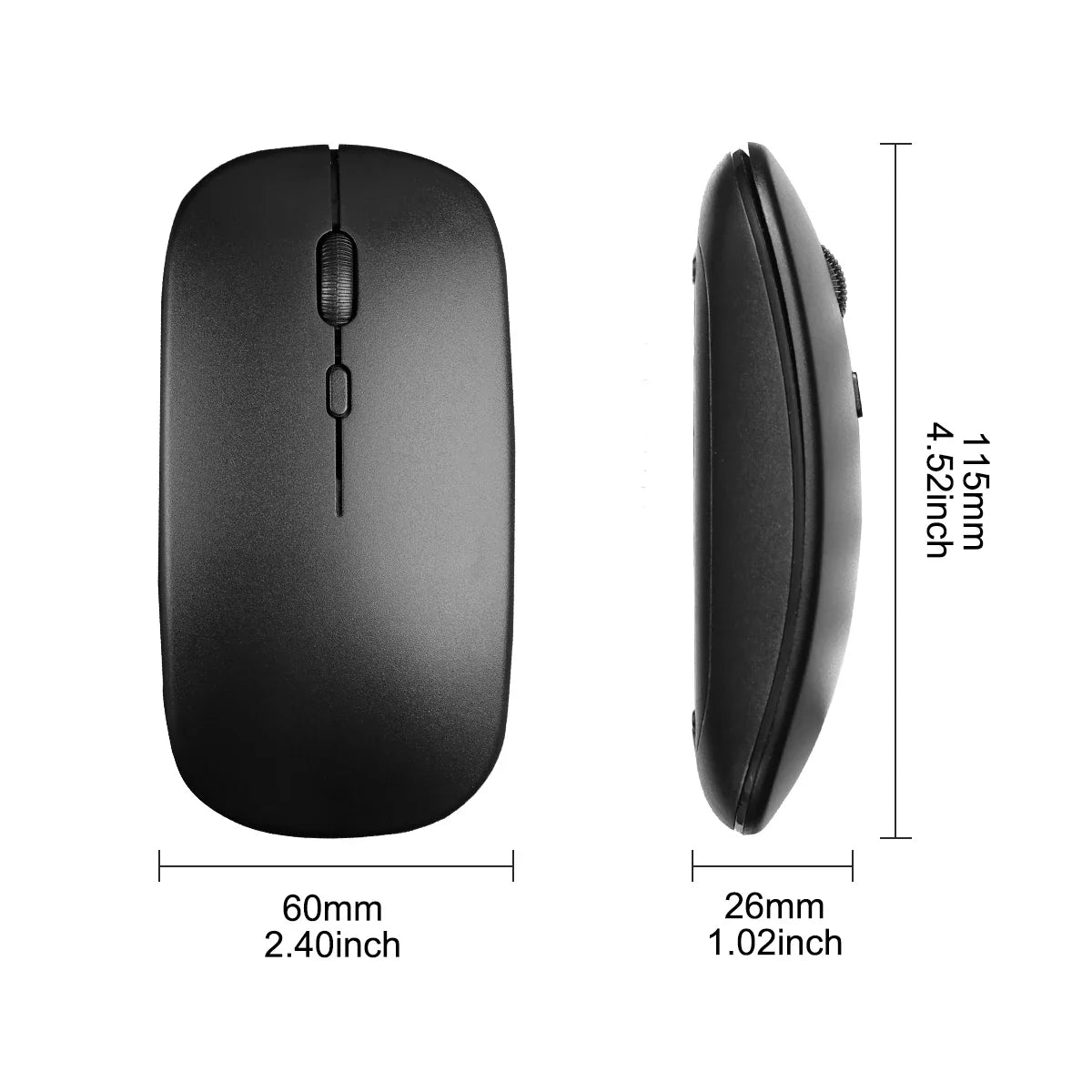 Wireless Mouse with 2.4G Bluetooth-compatible Dual Modes, 1600 DPI Adjustable, Silent Clicking, Portable Ergonomic Laptop Mouse