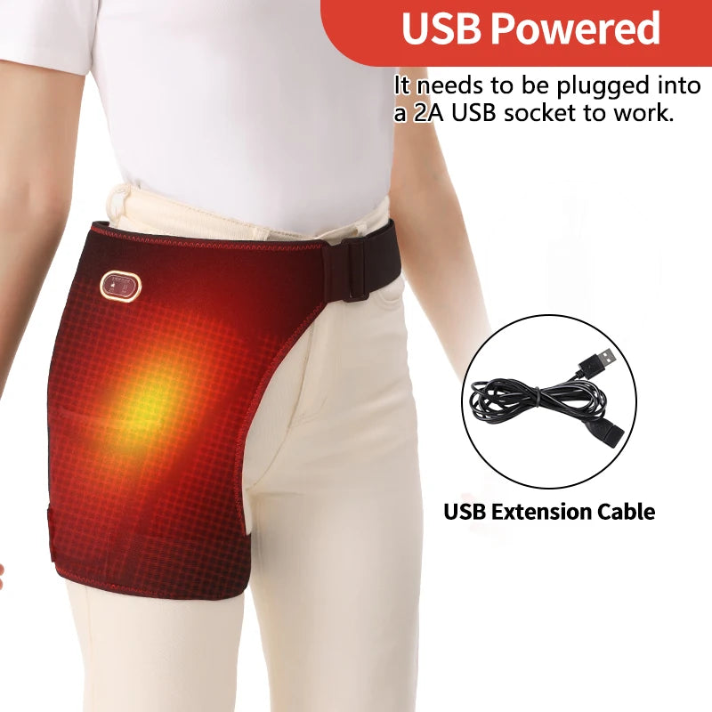 Heated Hip Brace With Vibration Massage - Muscle Recovery Support Fascia Gun Tidesmit