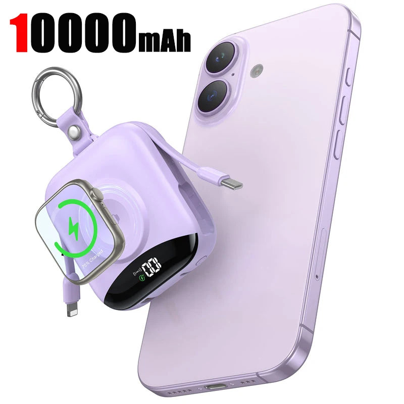 Magnetic Wireless Power Bank 10000mAh - Fast Charging PD Portable Battery Purple 10000mAh Tidesmit
