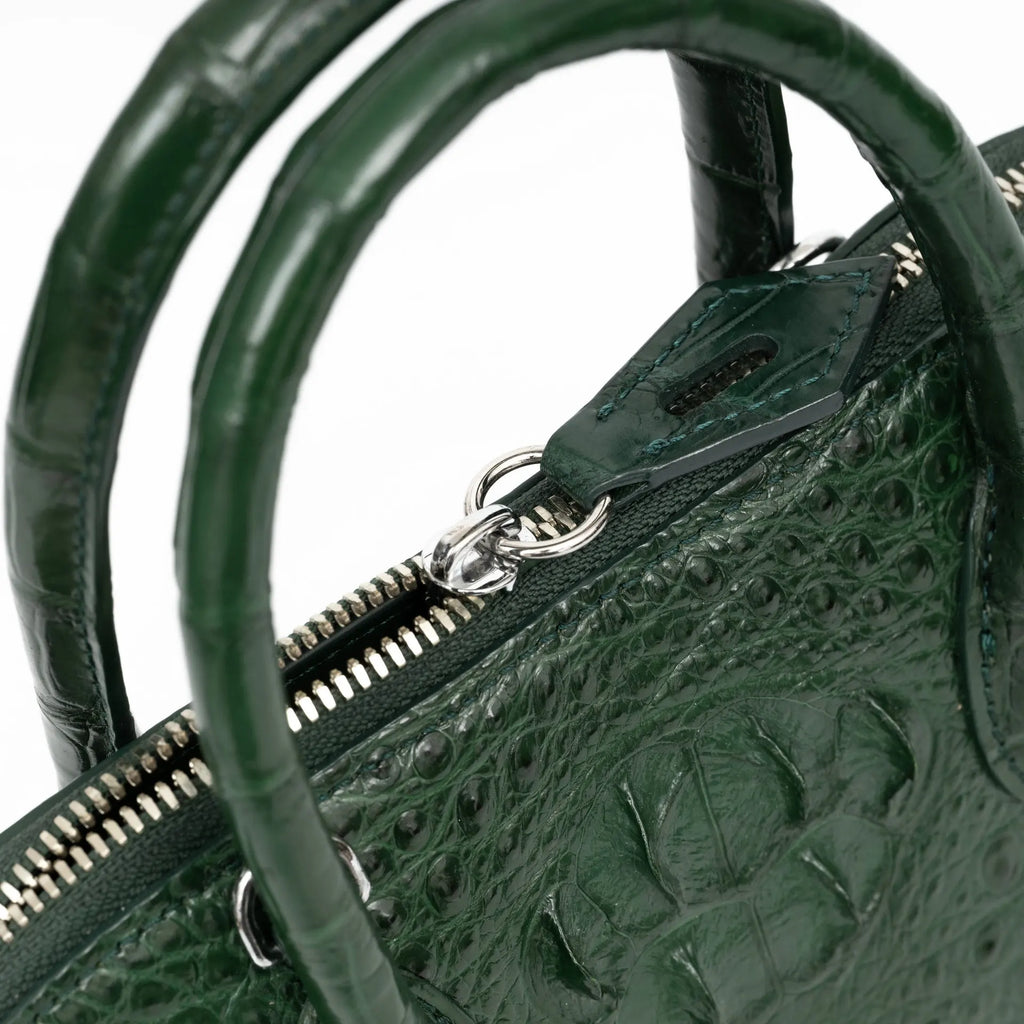 2024 Large Crocodile Leather Women's Bag Fashion Bowling Lady Handbag Genuine Leather Shuolder Crossbody Bag Travel Shell Bag 45