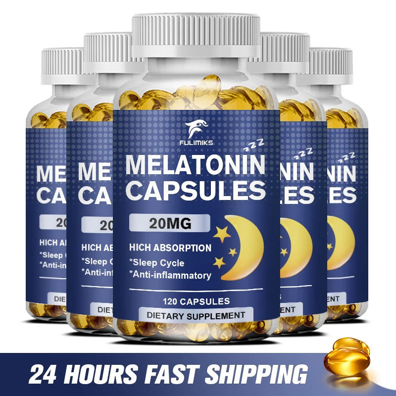 Melatonin 20mg, Sleep Dietary Supplement, 120 Strawberry Flavored Capsules, Contains Melatonin - Healthy Sleep