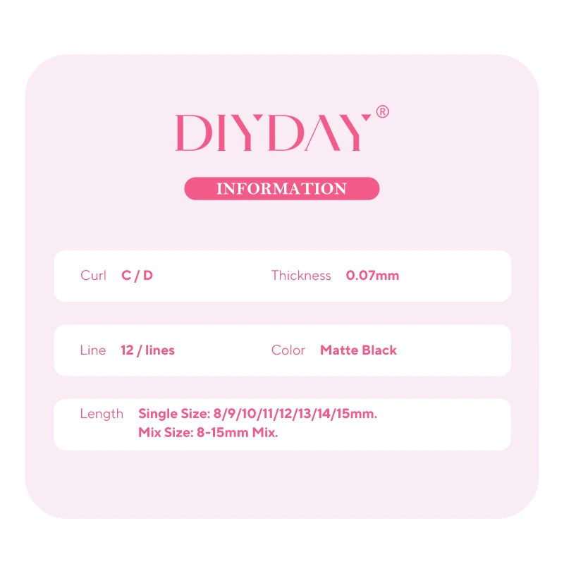 DIYDAY U-shaped Eyelash Extension Easy to Apply 3D Volume False Lashes Natural Wispy U YY Shape Faux Mink Eyelashes for