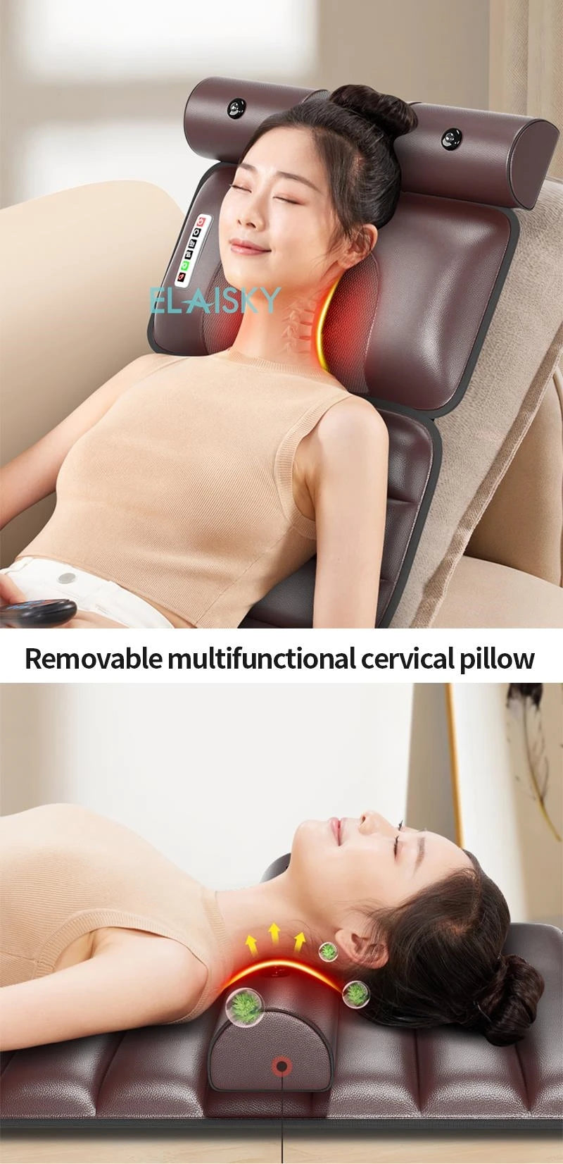 Full Body Shiatsu Massage Cushion with Heat Therapy | Tidesmit Massage Chairs Tidesmit