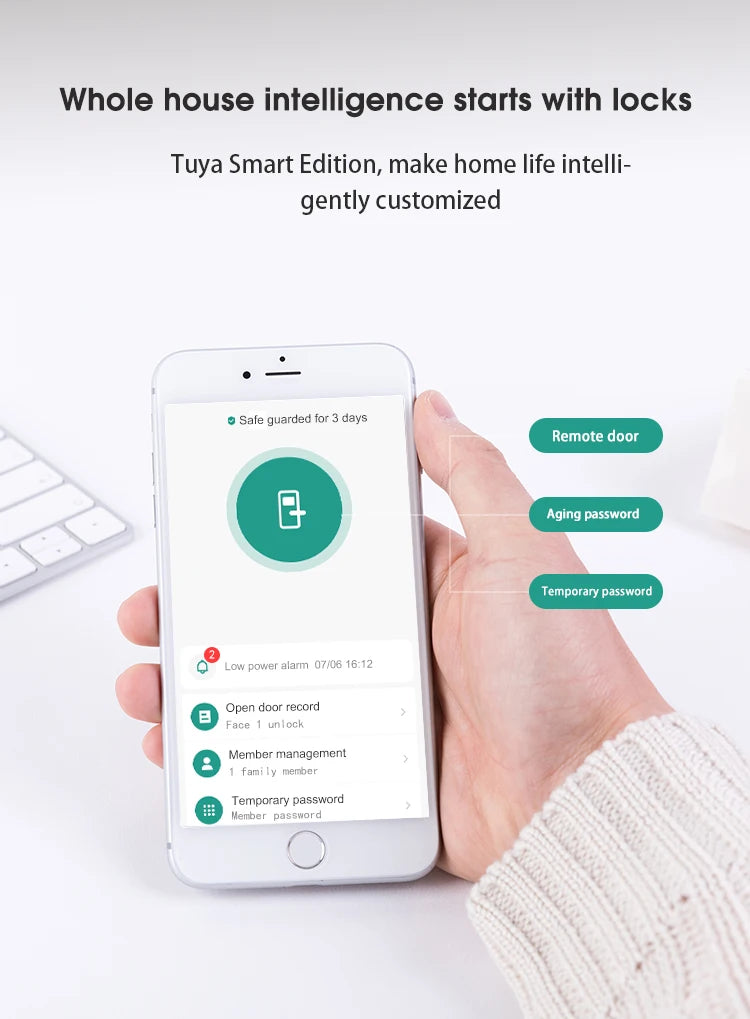 Electric  3D Face Recognition Smart Doorlock Fingerprint Biometric Password Full Automatic Wifi Door Lock with Camera