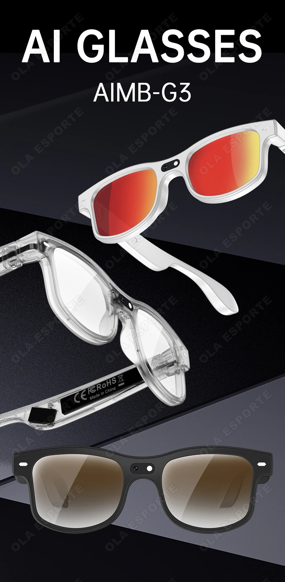 Smart Glasses with AI Voice Translation & Integrated Camera | Tidesmit Tidesmit