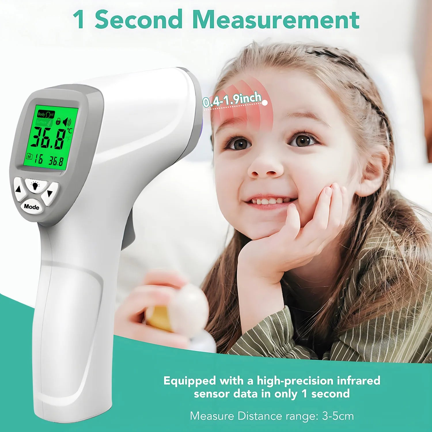 amzwn Baby Digital Infrared Forehead Thermometer Fever Contactless Clinical Electronic Medical Temperature Meter Adult
