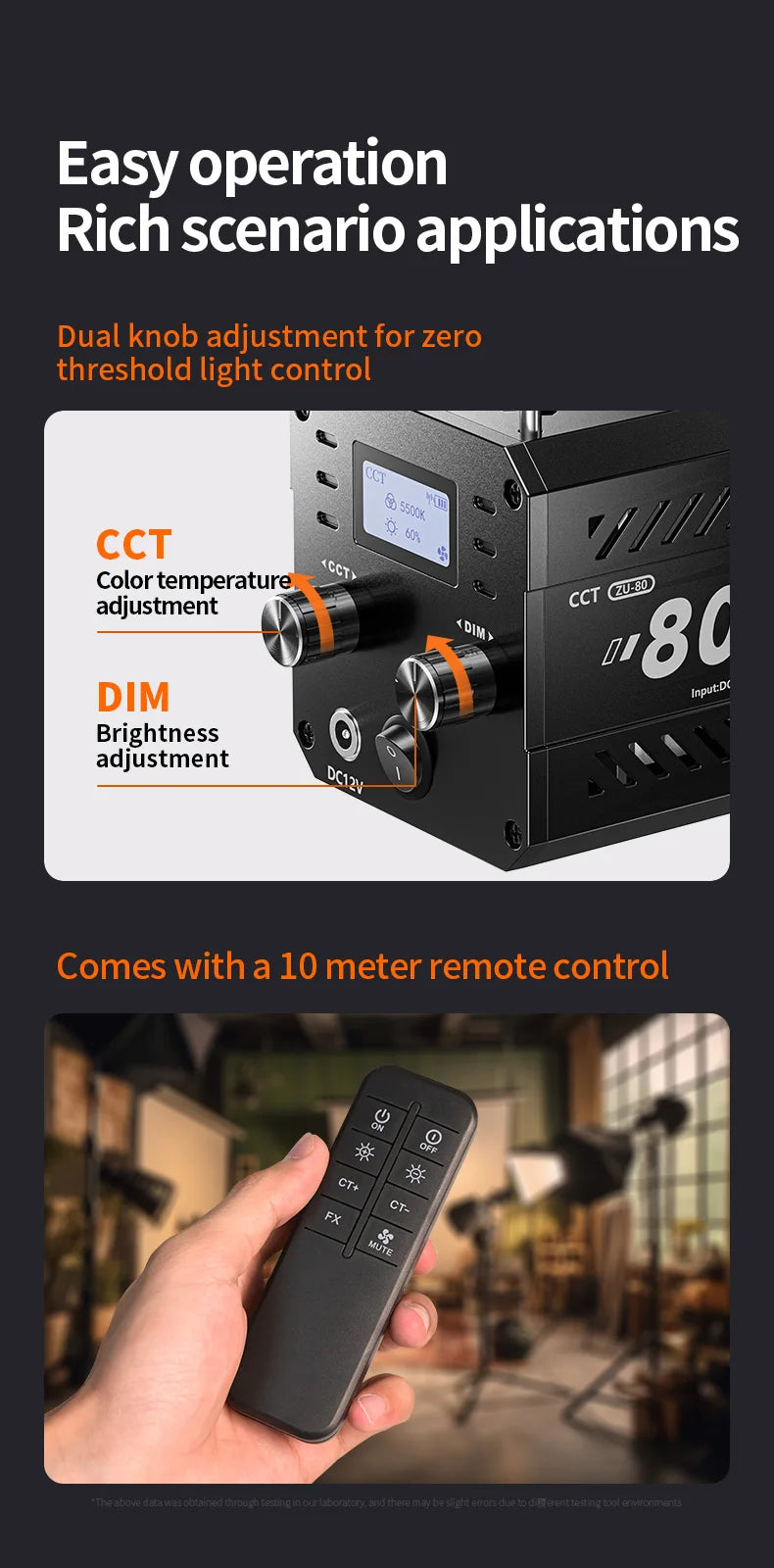 LED Video Light 60-80W Bi-Color Studio Lighting for Content Creators Tidesmit