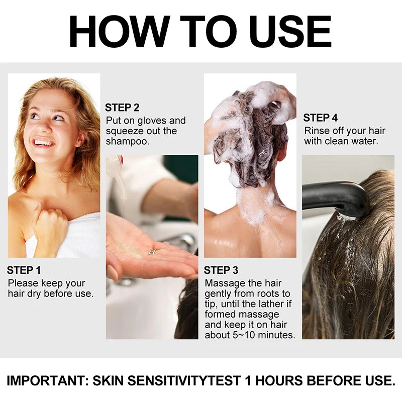 3-in-1 Black Hair Dye Shampoo Instant Hair Color Shampoo For Gray Hair Coverage Natural Herbal Permanent Hair Dye For Men Women
