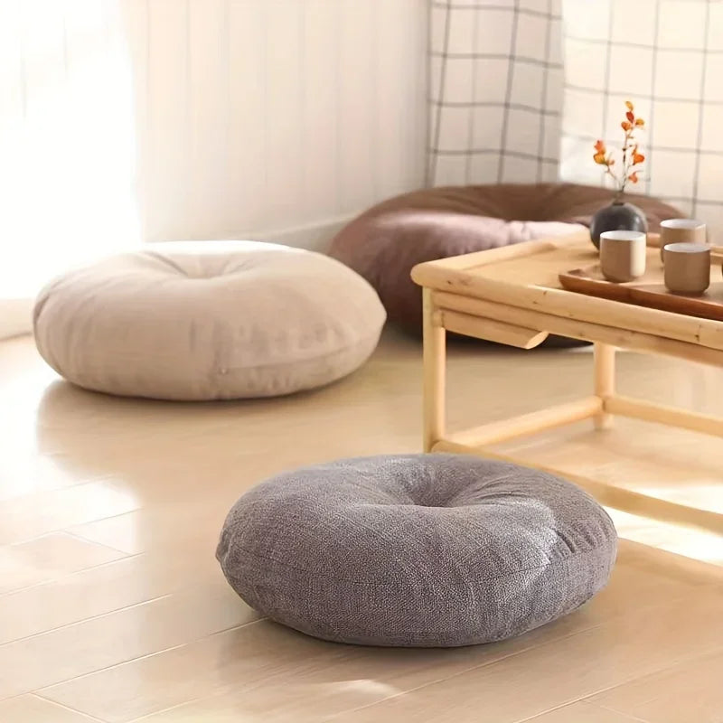 Thick Round Cushion,Soft & Comfortable Full-Filled Meditation Yoga Pillow, Bohemian Zen Home Decor in Vibrant Orange