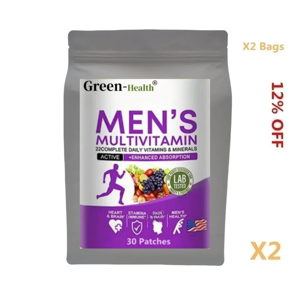 Tidesmit Men’s Daily Multivitamin Patch: 22 vitamins & minerals for energy, immunity, and men’s health support.