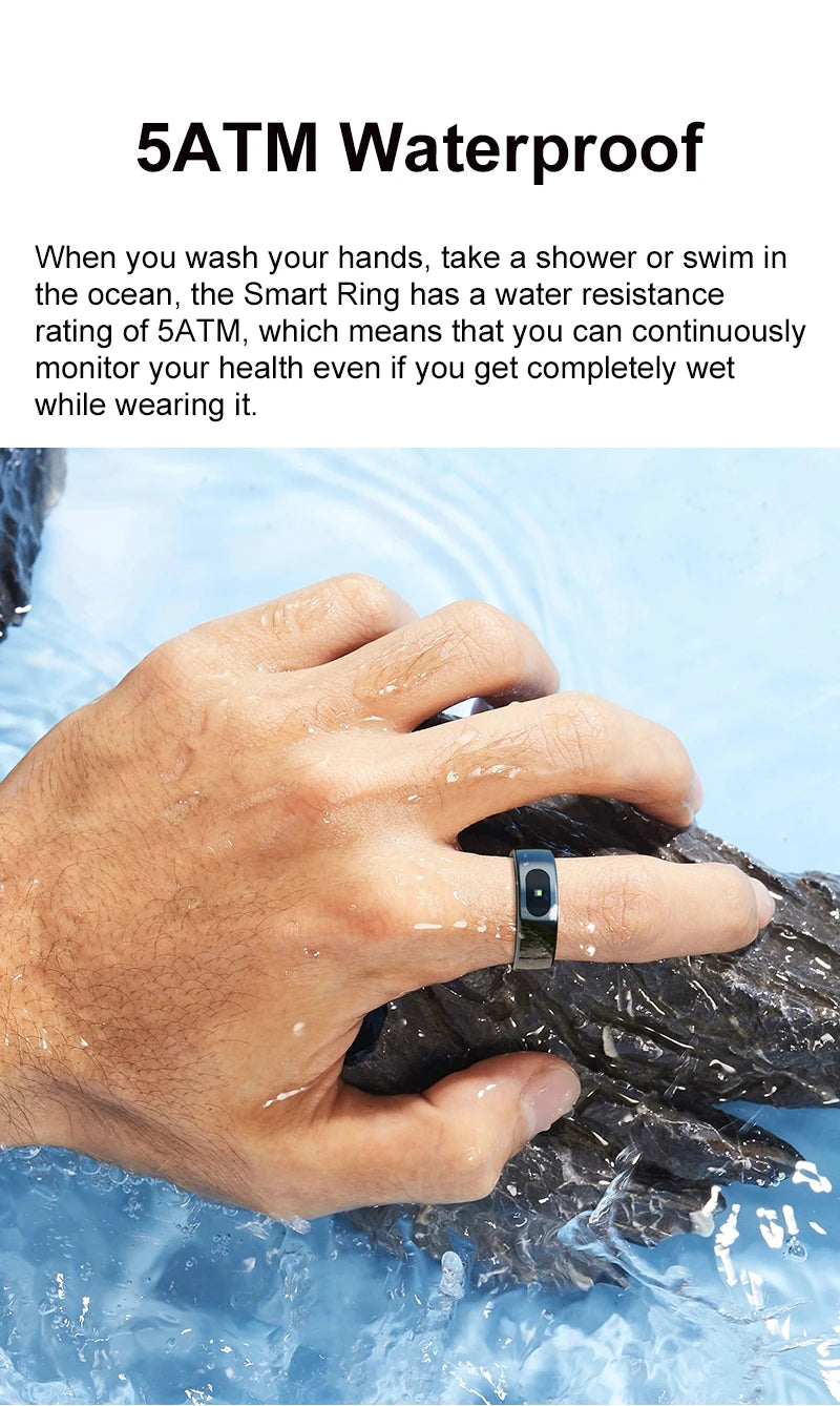 R08 Smart Ring Men Women with Charging Case Health and Sleep Monitor 5ATM Waterproof Multi Sport Mode Heart Rate Monitoring NEW