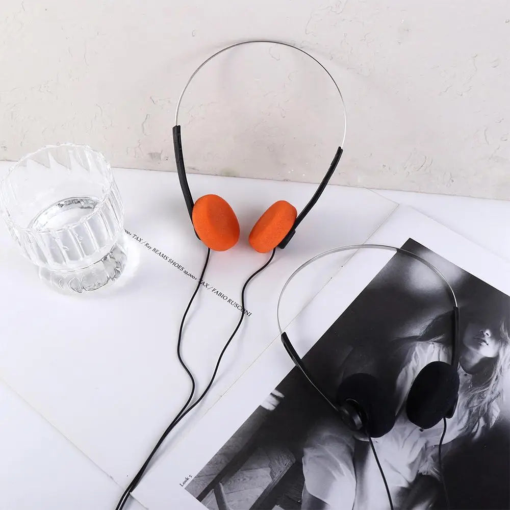 Retro Over-Ear Wired Headphones with 3.5mm Jack - Vintage Black & Orange Tidesmit