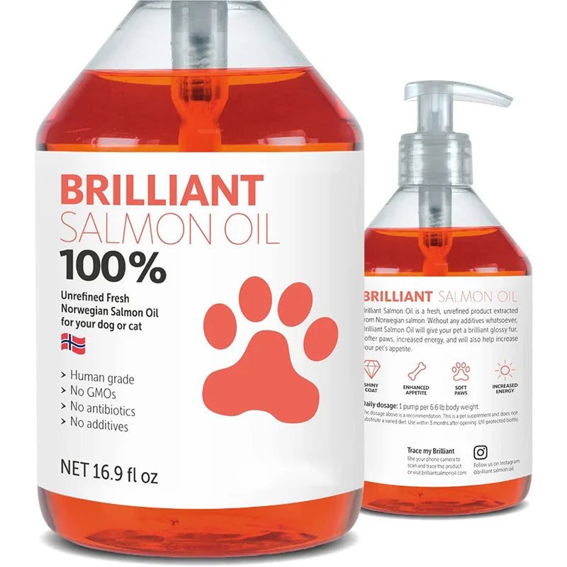 Tidesmit 200ml Salmon Fish Oil for Dogs and Cats: Natural Omega Fatty Acid Supplement for Healthy Skin and Shiny Coat.