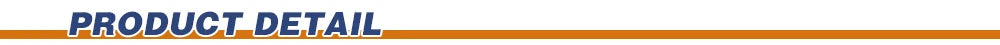 Blue text reading "PRODUCT DETAIL" centered on a solid orange horizontal bar.