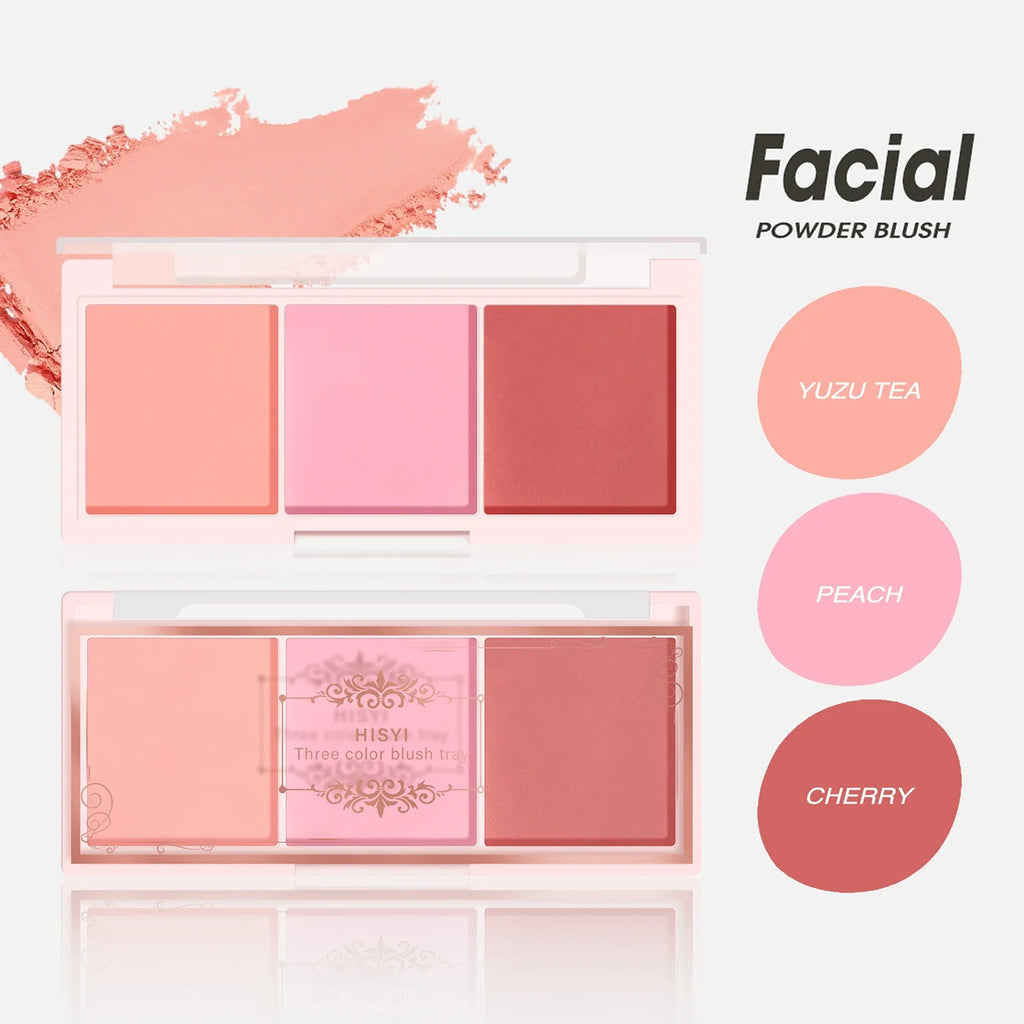 Tidesmit 3-Color Cheek Red Plate for natural matte milk tea makeup and long-lasting high pigment face contouring