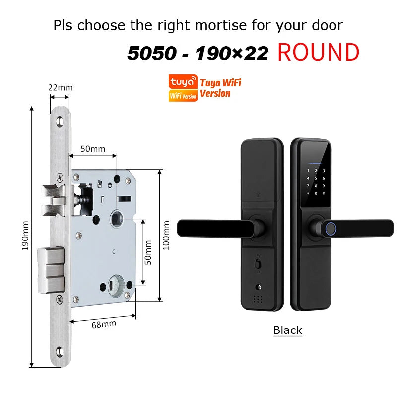 YRHAND Tuya Wifi fechadura eletronica digital Smart Door Lock With Biometric Camera Fingerprint Smart Card Password For home