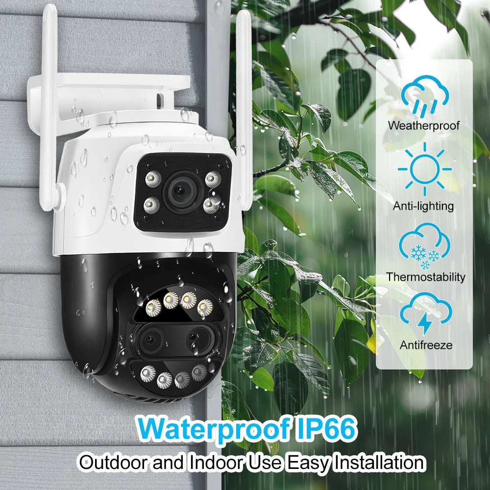 12MP PTZ WiFi IP Camera Dual Lens 2.8mm -12mm 8X Zoom 4K Outdoor AI Human Tracking CCTV Audio Home Security Surveillance Camera