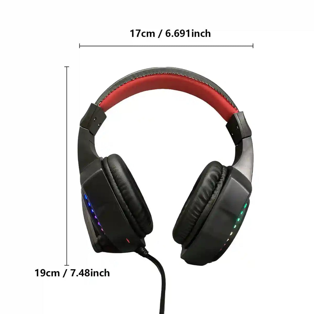 Wired Gaming Headset with RGB Audio - Black and Red Over-Ear Design Tidesmit
