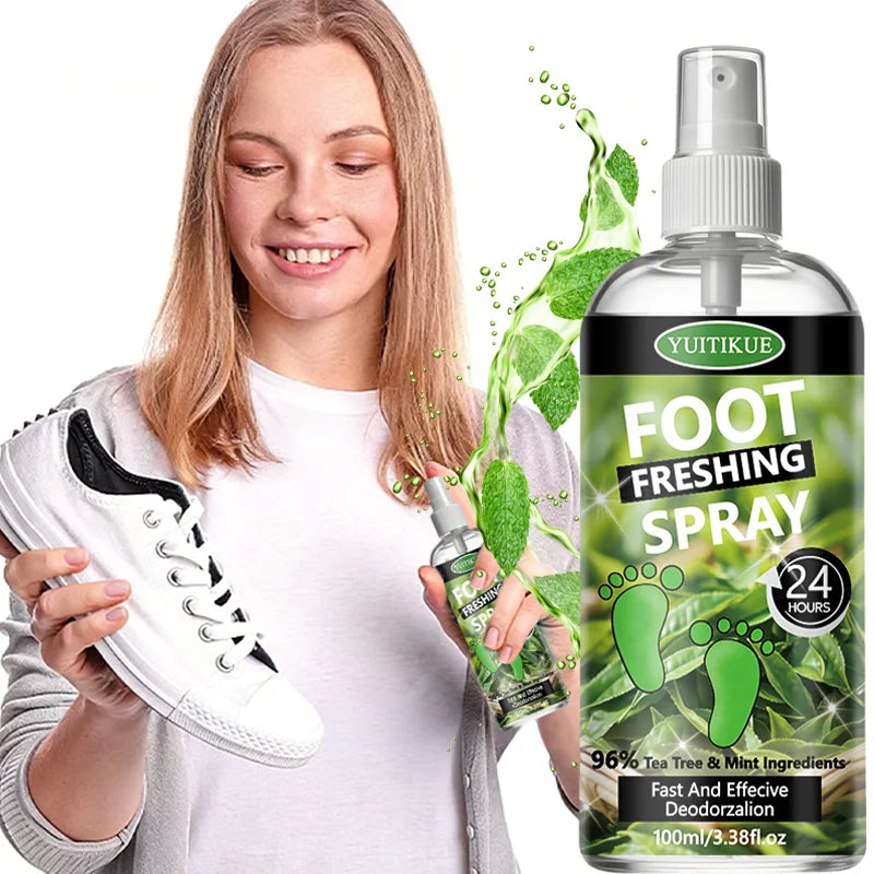 Tidesmit YUITIKUE 100ml Tea Tree foot refreshing spray for 24H odor control and cooling foot freshness.