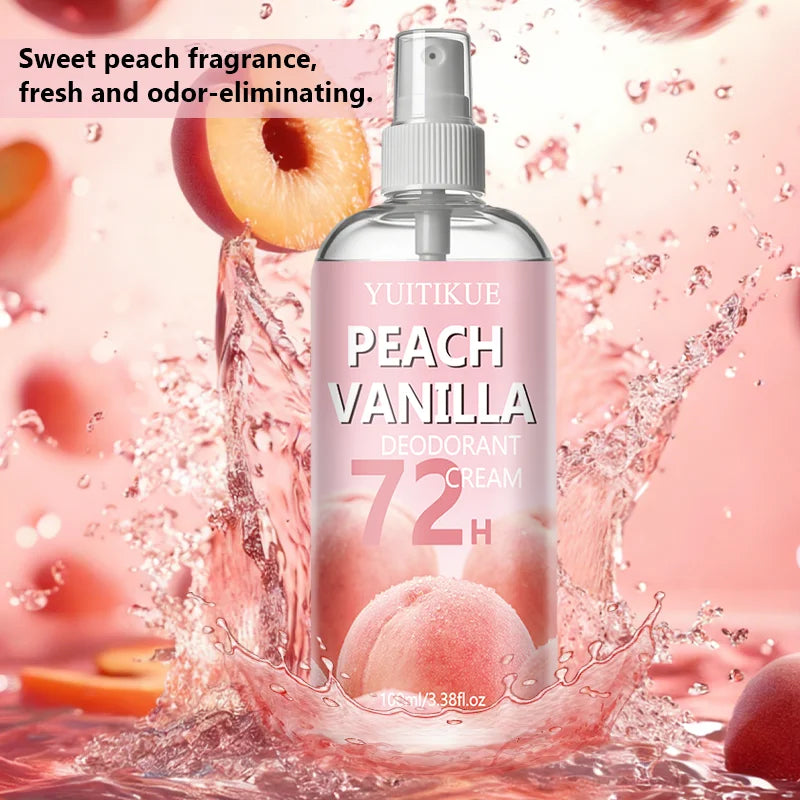 Tidesmit Peach Vanilla 72H long-lasting deodorant spray for feet and shoe odor elimination with a fresh scent.