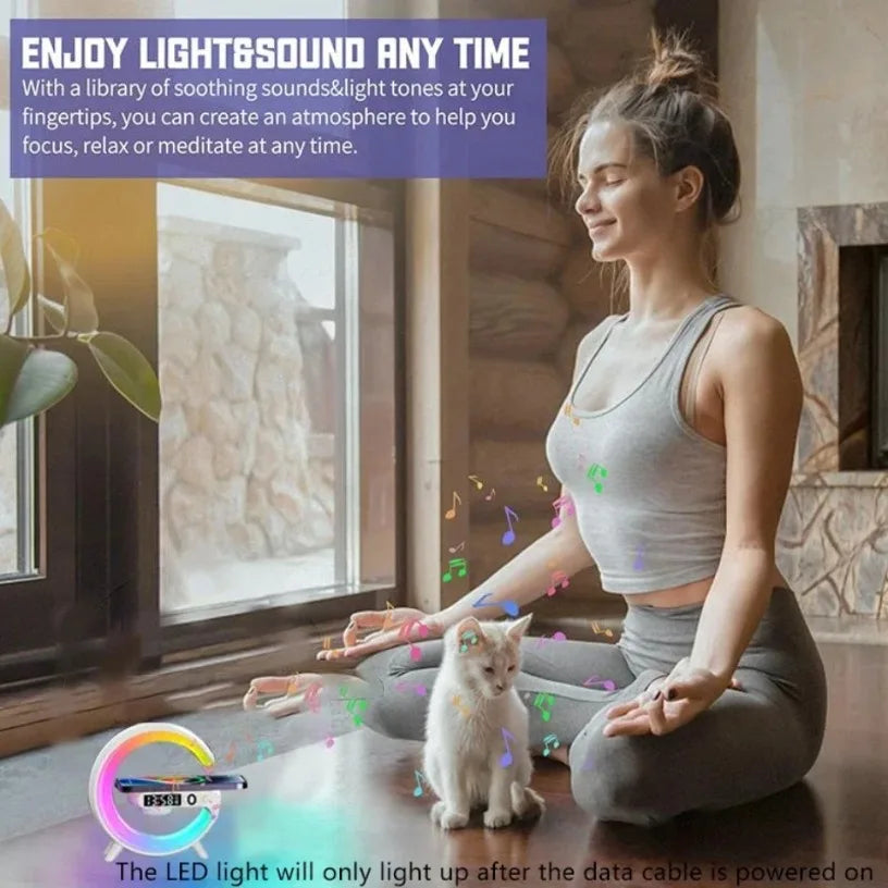 Wireless Charging Alarm Clock Speaker with Ambient Light & Bluetooth Tidesmit