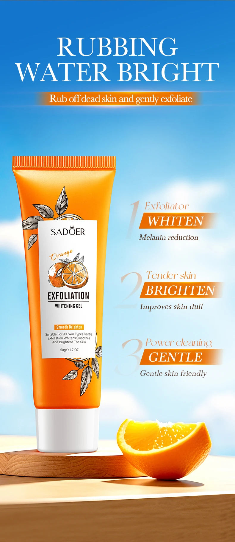 Orange Exfoliating Gel Facial Scrub for Pore and Blackhead Care Scrubs Treatments Tidesmit