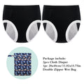 3pcs/Pack Reusable Adult Cloth Diaper with Waterproof Wet Bag Washable Nappies for The Elderly Teenager and Pregnant Women