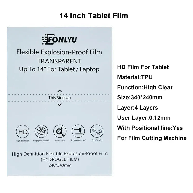 Tablet Screen Protector TPU Hydrogel Sheets - 14 Inch HD Anti-Scratch 10 Pack 10pcs 14 inch HD Tidesmit