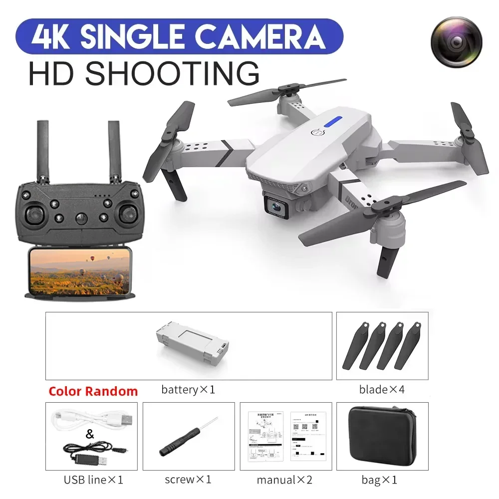 4K Camera Drone Foldable Quadcopter with Dual Wide Angle Lens Grey-Single C-1B Tidesmit