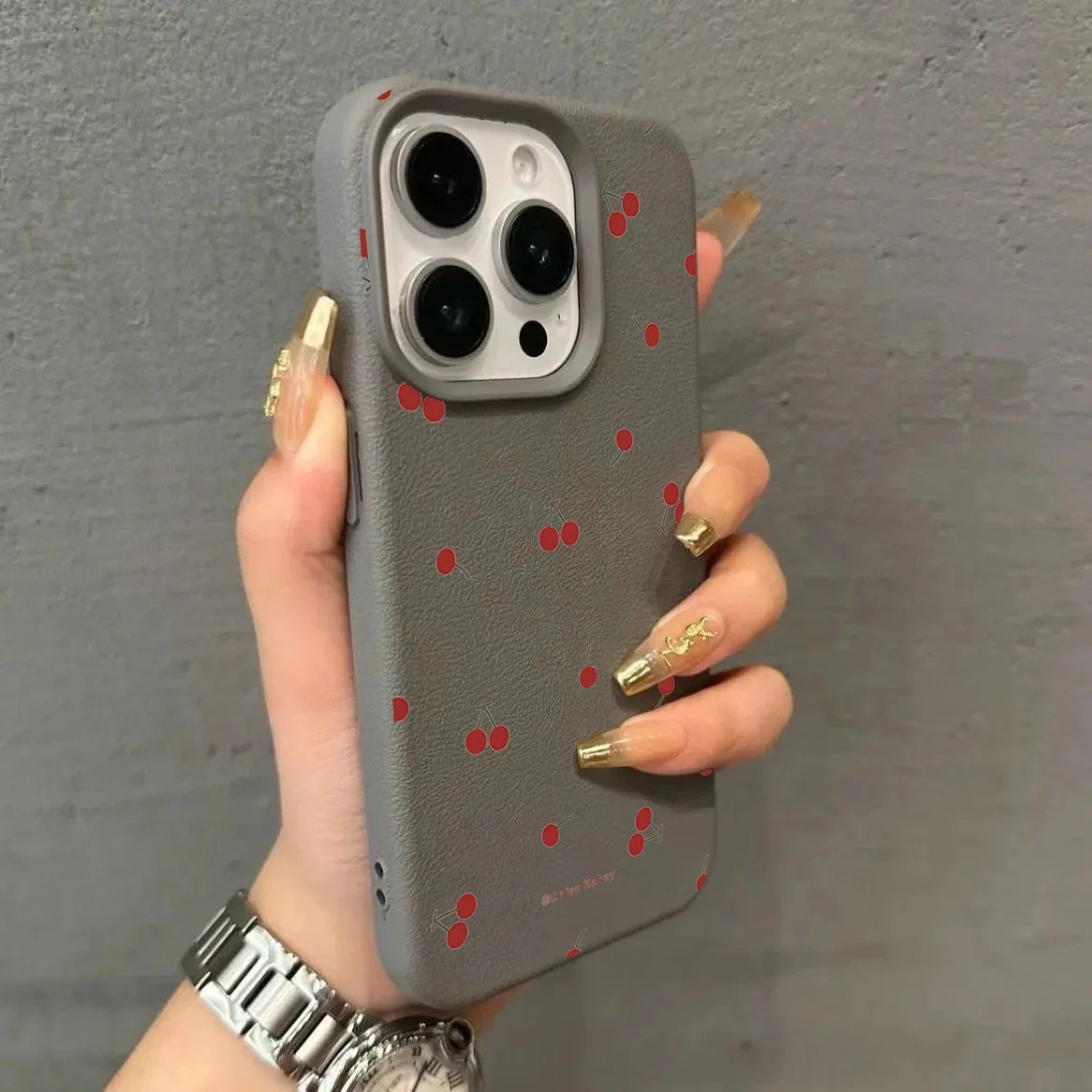 iPhone 16 Phone Case - Cherry Pattern Silicone Shock-Absorbing Cover Tidesmit
