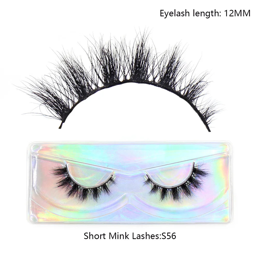 Tidesmit 12mm-15mm short natural 3D mink lashes fluffy wispy false eyelashes cruelty-free makeup detail view