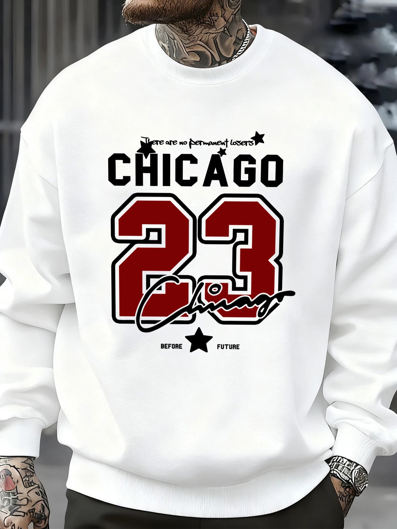 Chicago Number 23 Jersey Prints Male Sweatshirt Trendy Hip Hop Streetwear Crewneck Autumn Clothes Fleece Casual Pullover