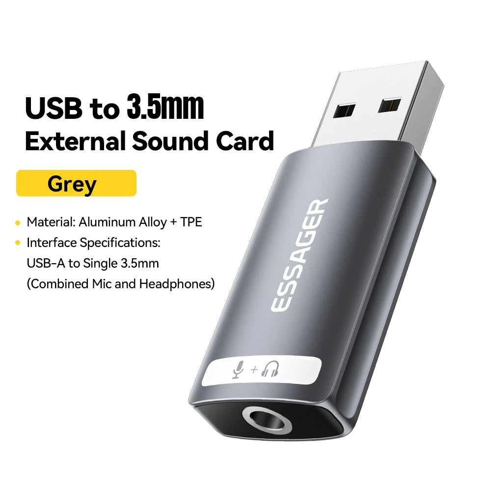 USB to 3.5mm Audio Adapter for Laptop - Dual or Single Jack USBA to Single 3.5mm Tidesmit