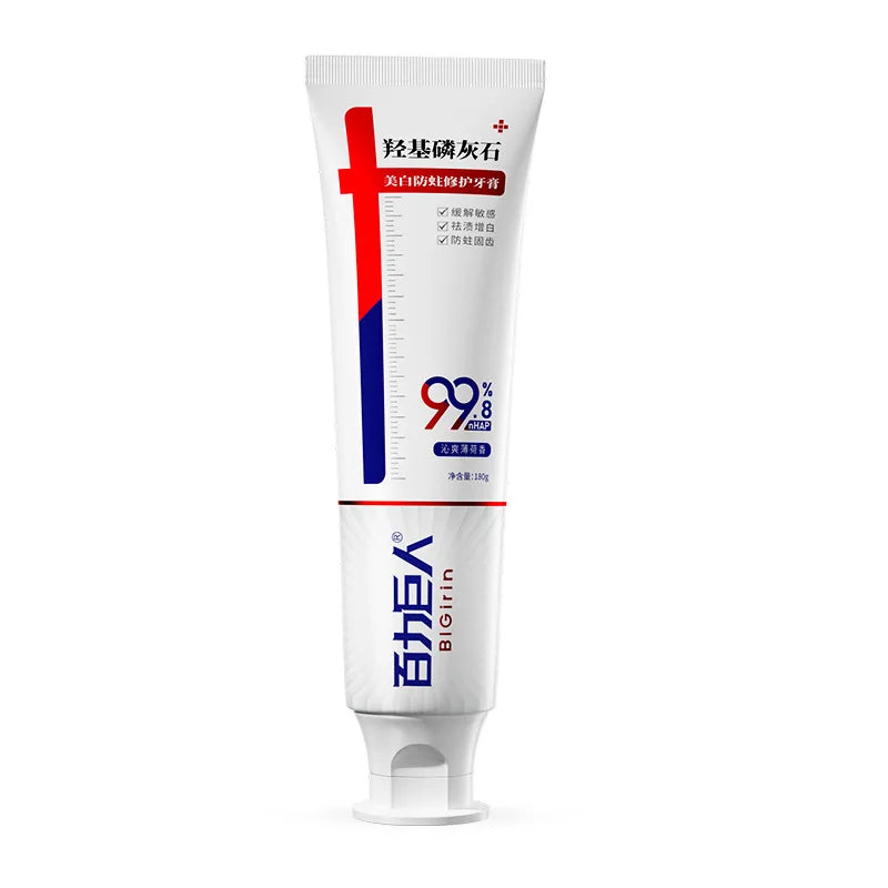 Tidesmit 99.8% high-purity Baili Giant hydroxyapatite whitening toothpaste for cavity prevention and fresh breath.