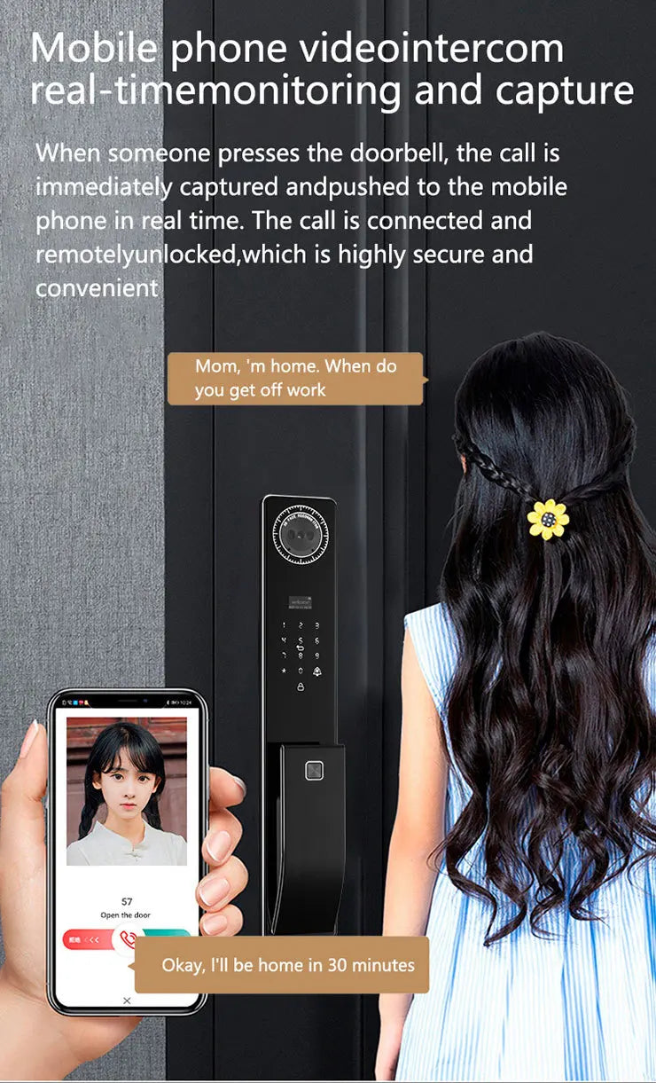 Outdoor Waterproof Lock Wifi Tuya APP Remote Voice Intercom Electronic Door Lock Face Fingerprint Smart Door Lock With Camera