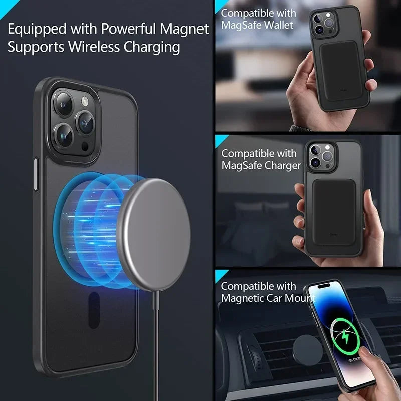 Magnetic iPhone Case with Wireless Charging & Military-Grade Drop Protection Tidesmit