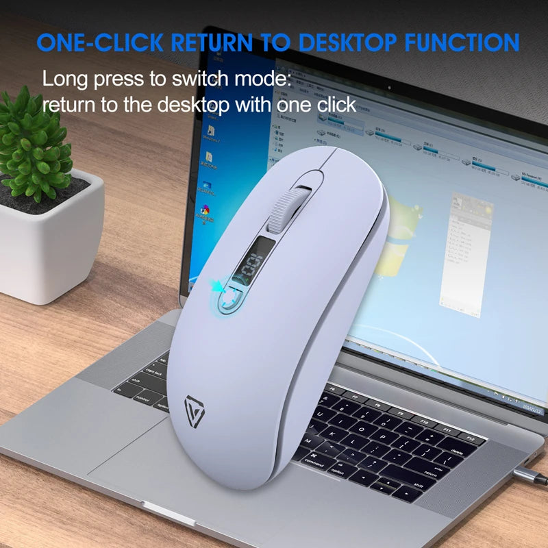 Wireless Mouse Bluetooth 2.4G With Smart Display Silent Portable Silent Click Mouse Rechargeable Office Computers Laptops 2026