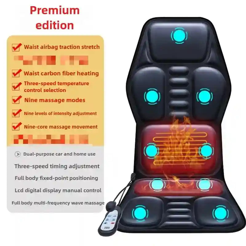 Electric Massager Seat Cushion with Heat and Airbag Lumbar Support Massage Roller Basic Tidesmit