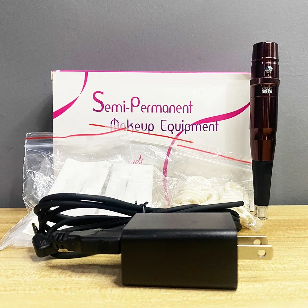 PMU Machine: Swiss Motor Rotary Tattoo Pen Kit for Precise Microblading Permanent Makeup Machines BROWN Tidesmit
