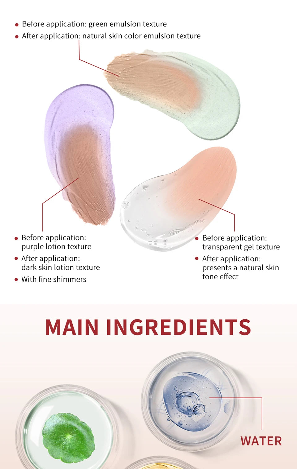 Tidesmit waterproof moisturizing CC brighten correction cream for long-lasting face makeup texture close-up