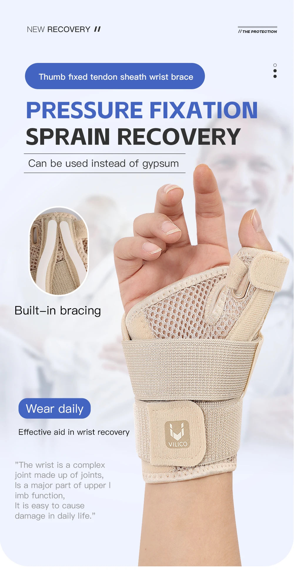 1Pc Professional Wrist Support Splint Arthritis Band Belt Carpal Tunnel Wrist Brace Sprain Prevention Wrist Protector for Fitnes