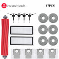 Tidesmit replacement parts kit for Roborock Q Revo series including dust bags, brushes, and filters, side view