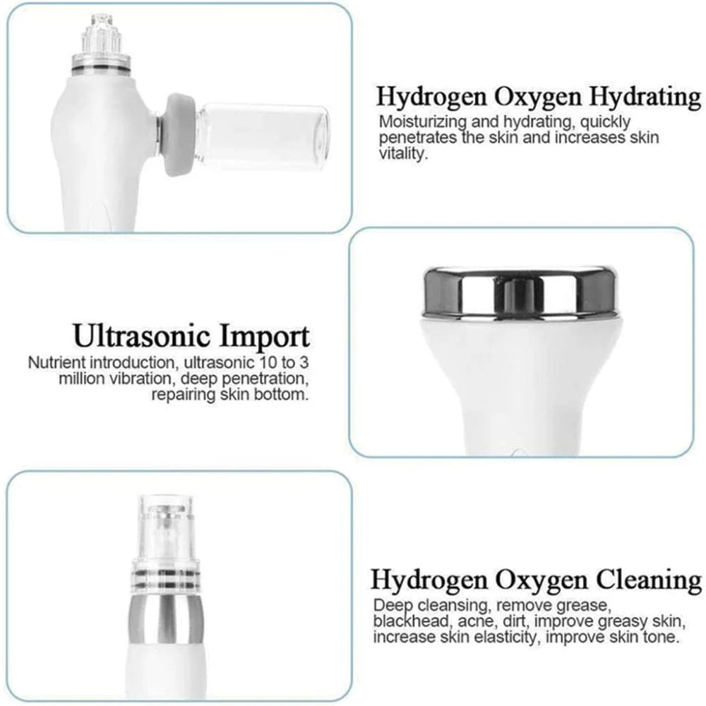 AOKO 7-in-1 hydro dermabrasion facial machine with ultrasonic and hydrogen oxygen cleaning probes for skin rejuvenation.