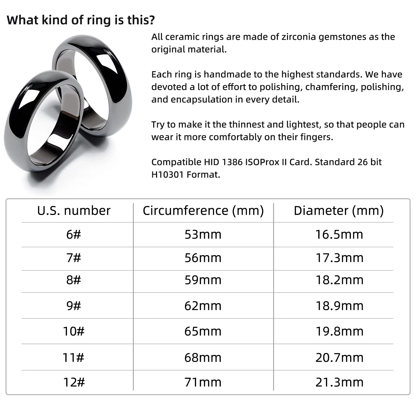 125kHz RFID Access Control Ring - H10301 26-Bit Proximity Wearable Tidesmit