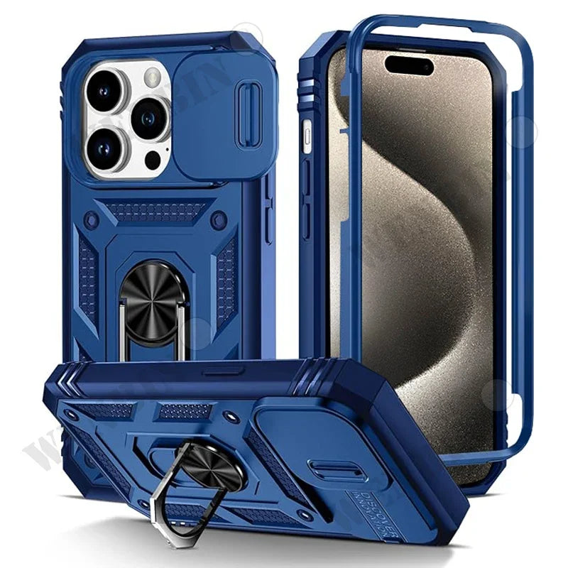 iPhone 16 Pro Max Case with Kickstand and Camera Guard Protection Blue Tidesmit